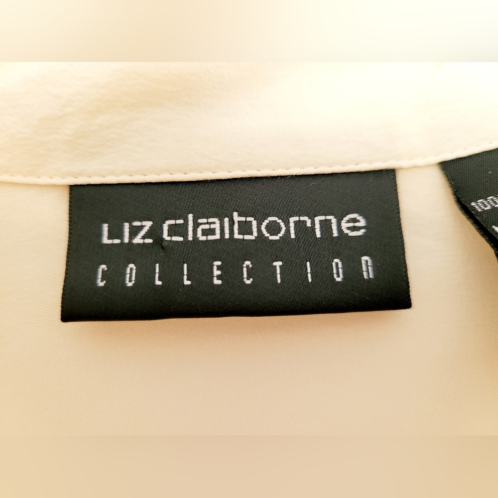 Liz Claiborn Collection Luxe 100% Silk Elegant Cream Women's Blouse 14/Large - Picture 2 of 16
